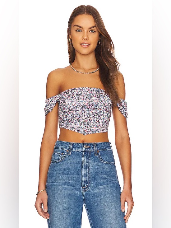 AFRM Tops - NWT Revolve x AFRM Lazo Floral Crop Top Cottagecore Festival Satiny Feel